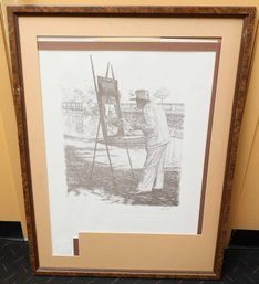 Curtis Hooper Print Framed - Portrait Of Sir Winston Churchill Painting At His Outdoor Easel