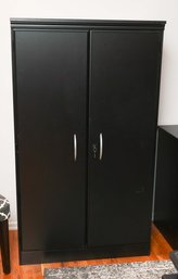 Black Shelving Cabinet W/ Key, Office Furniture - Contents Not Included