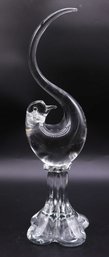 Murano Clear Glass Bird, Statue, Made In Italy, Hand Blown Art Glass