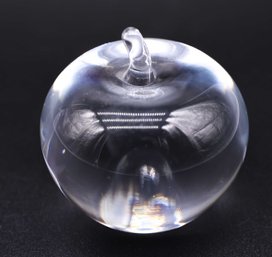 Signed Crystallum Sweden 88 - Clear Glass Apple Paperweight