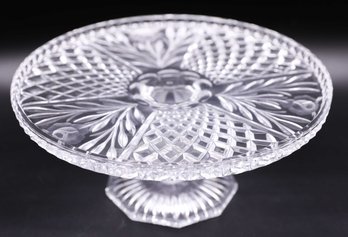 Vintage Clear Glass Cake Stand Beautiful Floral Pattern