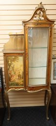 Antique Gold French Curio Cabinet W/ Key