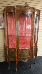 Antique French Hand Painted Vernis Martin Style Vitrine Curio Cabinet With Storage