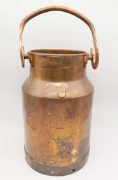 Large French Antique Copper Plated Milk Can From Farm