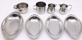 8 Pc Stainless Steele Serving Set, Creamers & Cups