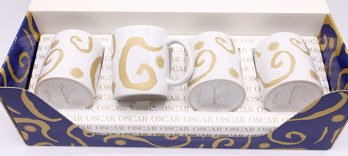 Oscar De La Renta Set Of 4 Coffee Mugs Gold Swirl In Box Never Used