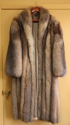 Vintage Fox Fur Jacket Silver Gray Puffy 1970s