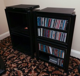 Vinyl Record Player Stand W/ 2 Shelf Storage & CD Player Stand W/ Storage