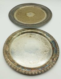 Pair Of Silver Plated Plates/serving Trays - Tupperware Rose Wm Rogers MFG. Co. Original Rogers (1)