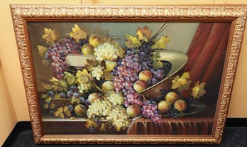 Lovely Oil On Canvas  Framed Still Life Of Fruit - Art