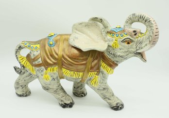 Vintage Hand Painted Ceramic Elephant Sculpture - Artist Signed Carmela