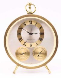 Mid Century Brass Clock By Bulova