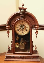 Antique Ingraham Mascot Wood Table Pendulum Anitque Clock, Style Circa 1879