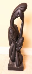 Hand Carved Wood Sculpture Of Family