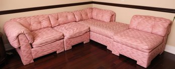 Custom Royal Lounge Co Vintage Pink Chevron Print Sectional Sofa