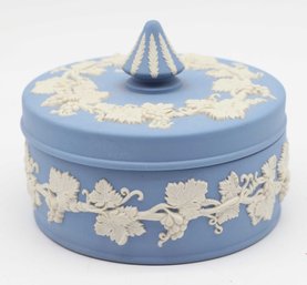 Wedgwood Blue Jasperware Round Acanthus Trinket Box Candy