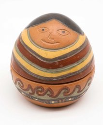 Vintage Ceramic Red Clay Peruvian Indigenous Girl Trinket Box