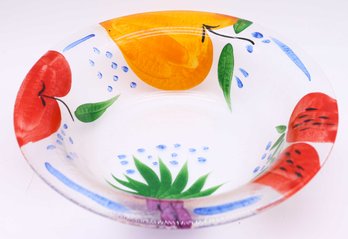 Fruit Bowl - Fused Glass Grapes Strawberries Oranges