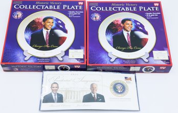 Obama Collectible Limited Edition Plage (2) & 2013 Obama Presidential Inauguration Official Stamp