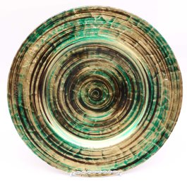 Monna Glass MCM Handmade Green 12' Decorative Plate Copper Bottom