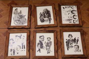 Vintage Black And White Prints Of Entertainers - Wooden Frame - See All Photos