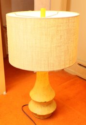 Vintage TABLE LAMP WITH BURLAP SHADE - Tested