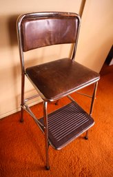 Vintage Mid Century Cosco Step Stool Cushioned Seat And Back