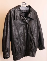 Vintage Black 80s Style Bomber Jacket Baggy Fits Like Sm