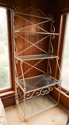 Vintage Wrought Iron Baker's Rack - Glass Shelving