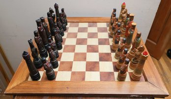 Charming Wooden Vintage Chess Set - Complete Set