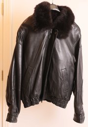 Vintage Style Leather Bomber Jacket Sz Xxl