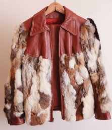 Jacket W/ Rabbit Fur And Leather Pants Set Sz 6