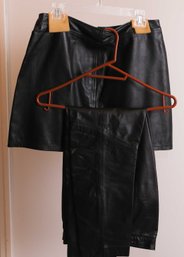 DKNY 100  Genuine Leather Skirt And Pants Sz 8-10
