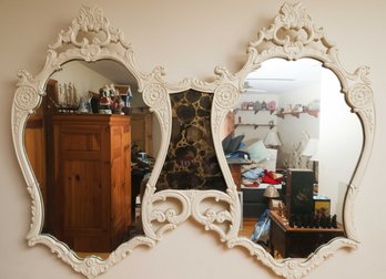 Ornate Wall Double Mirror Carved Victorian Style