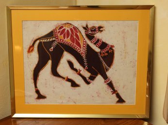 Charming Framed Indian Painting Of Camel - Wall Art