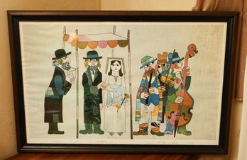 Jovan Obican Jewish Chuppah Wedding Framed Print - Artist Signed A/p - Artists Proof - 1973