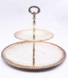 Vintage Elegant Marked WM Rogers 841 Silver Plate Two-Tier Serving Tray Centerpiece Scallop Edge