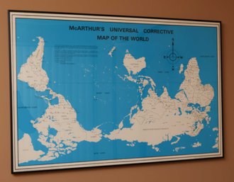 MCARTHUR'S UNIVERSAL CORRECTIVE UPSIDE DOWN SOUTH UP AUSTRALIA HUMOR MAP