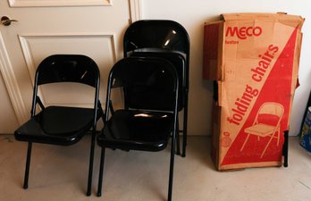 Meco Funiture Black Metal Folding Chairs Set Of 6