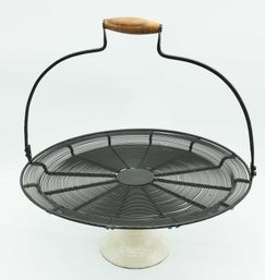 Footed Wire Cake Stand W/ Wooden Handle