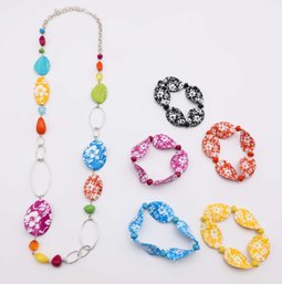 Costume Jewelry- 5 Bracelets & Matching Necklace