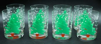 Set Of 8 LUMINARC Dayton Hudson Christmas Tree Confetti Lowball Glasses EUC