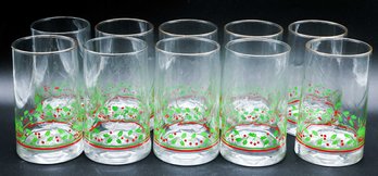 ARBY'S HOLLY BERRY Christmas Holiday Drinking Glasses Vintage 1984 - 10 Total