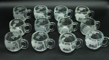 Nescafe World Map Glass Mugs - 12 Total