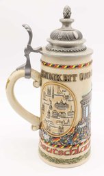 Vintage Einigkeit Und Recht Und Freiheit Lidded Pewter Beer Stein Mug Germany