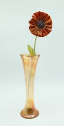 Carnival Glass Vase W/ Faux Decorative Flower