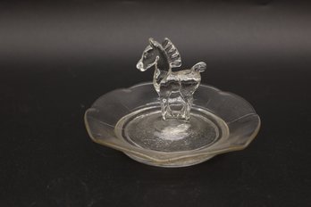 Vintage Trinket Dish, Horse Figurine, Horse Trinket Dish, Horse Jewelry Dish, Glass Horse Dish, 1950's Horse D