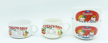 Vintage Ceramic Tomato Soup Recipe Mug & Pair Of Cambell's 2000 Soup Bowls