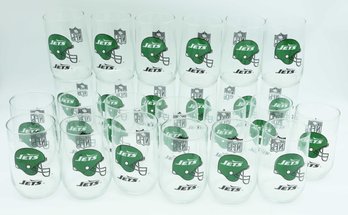 NFL New York NY Jets Drinking Glass Tumbler Vintage Green Helmet Logo - 25 Total