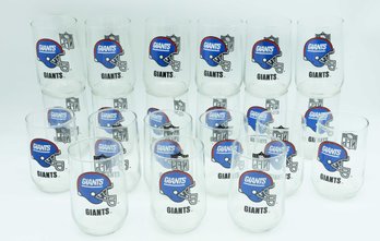 Vintage NEW YORK GIANTS Beer Glass DRINKING GLASS 1980's NFL - 21 Total - Collectible